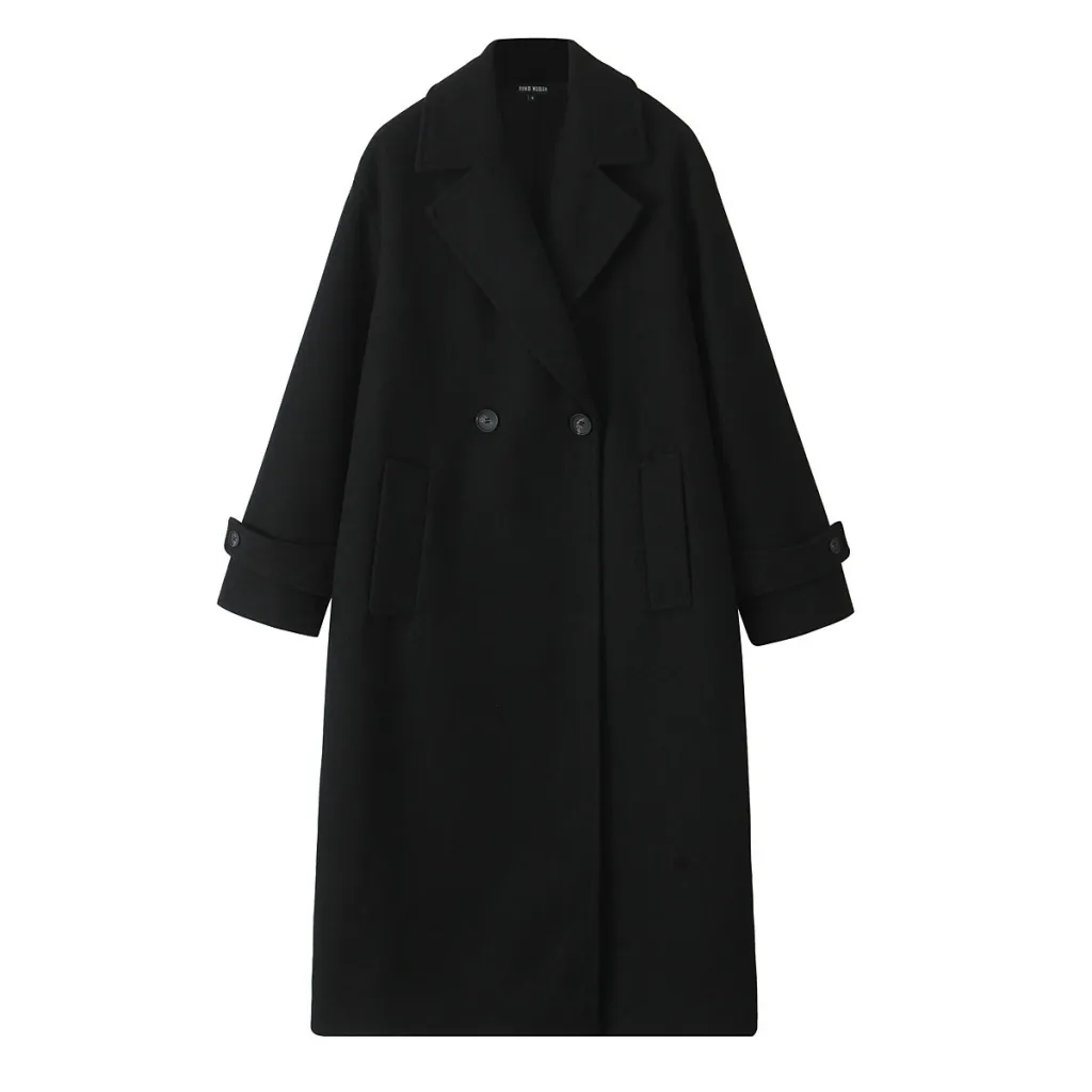 Fashion Simple Loose Soft Long-cut Coat - Black