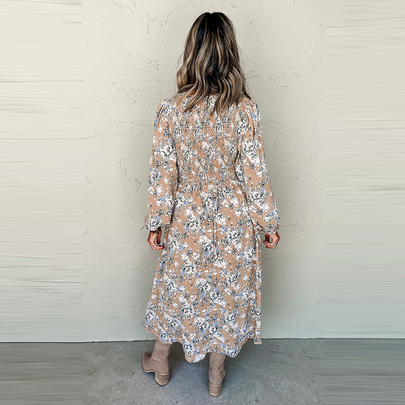 Women's Fashion Floral Print Long Sleeve Dress