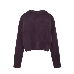 Winter New Women's Fashion Simple And Versatile Knitwear - Purplish Red - View 1