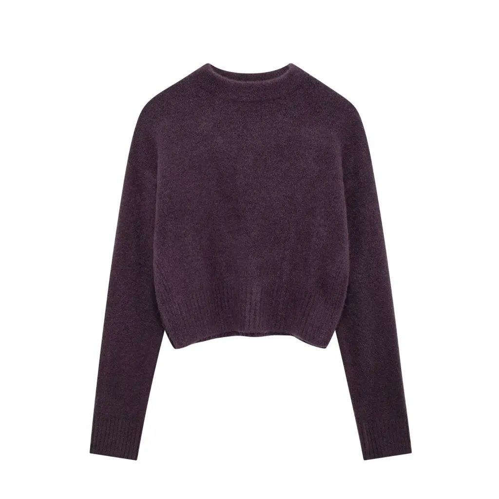 Winter New Women's Fashion Simple And Versatile Knitwear - Purplish Red