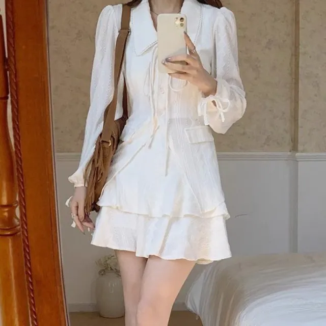 All matching Design Sense Slimming Lace up Sweet Two piece Set Pack White Suit - Shop at LoveMi