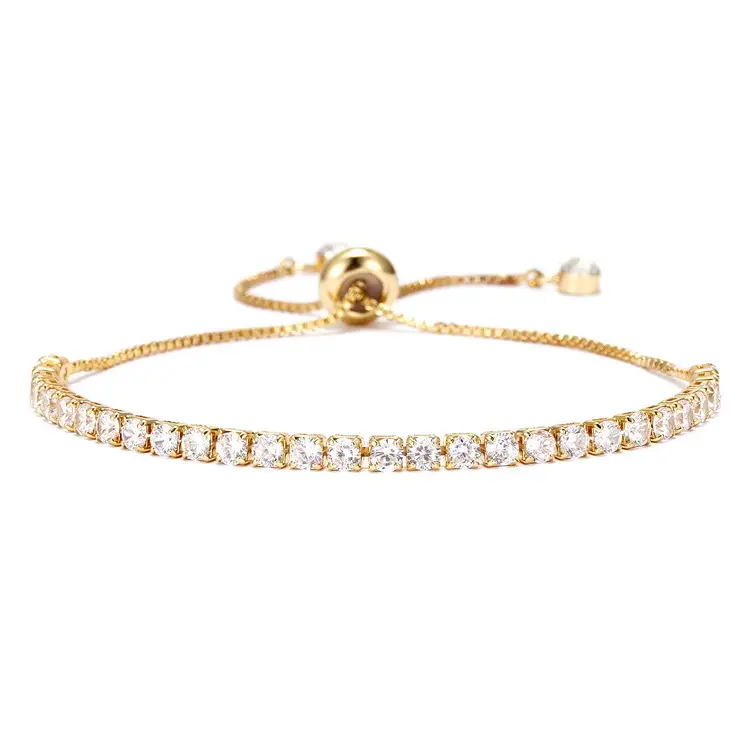 Fashion 3mm Inlaid Zircon Lady Literature Adjustable Bracelet