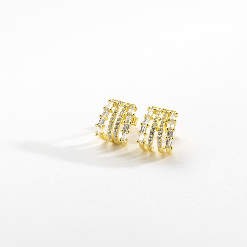 Fashion Zircon Geometric Ear Studs Women