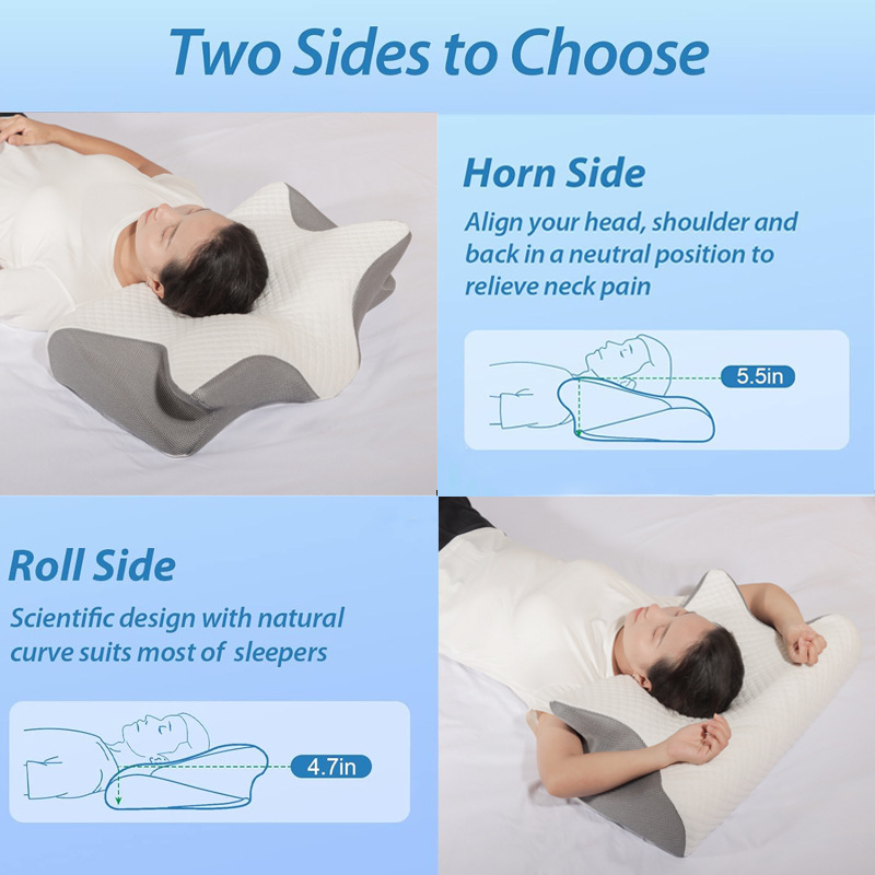 Title 6, Memory Foam Pillow, Slow Rebound, Ox Horn Cervi...