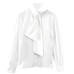 Spring High-end Chic Unique Top Design Sense Niche Bow Shirt - White - View 1