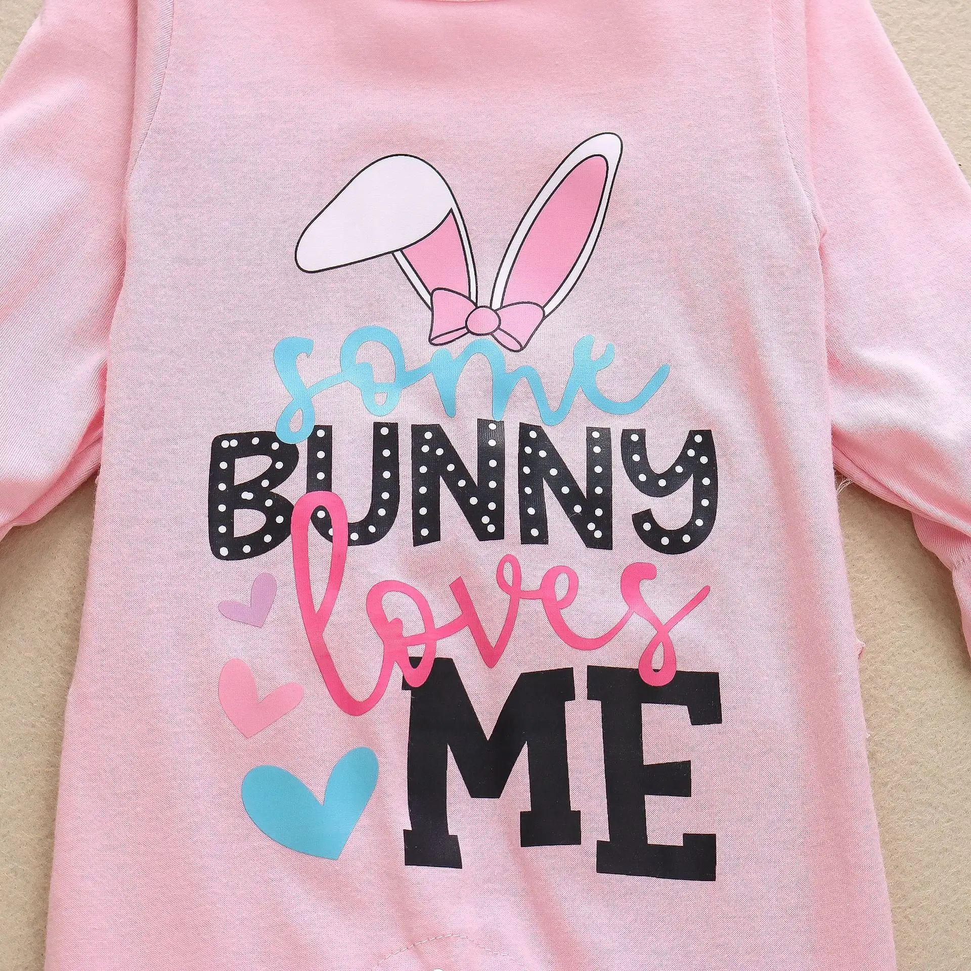 Rabbit Ears Letter Printing Close Edge One-piece Romper Hair Band Two-piece Suit
