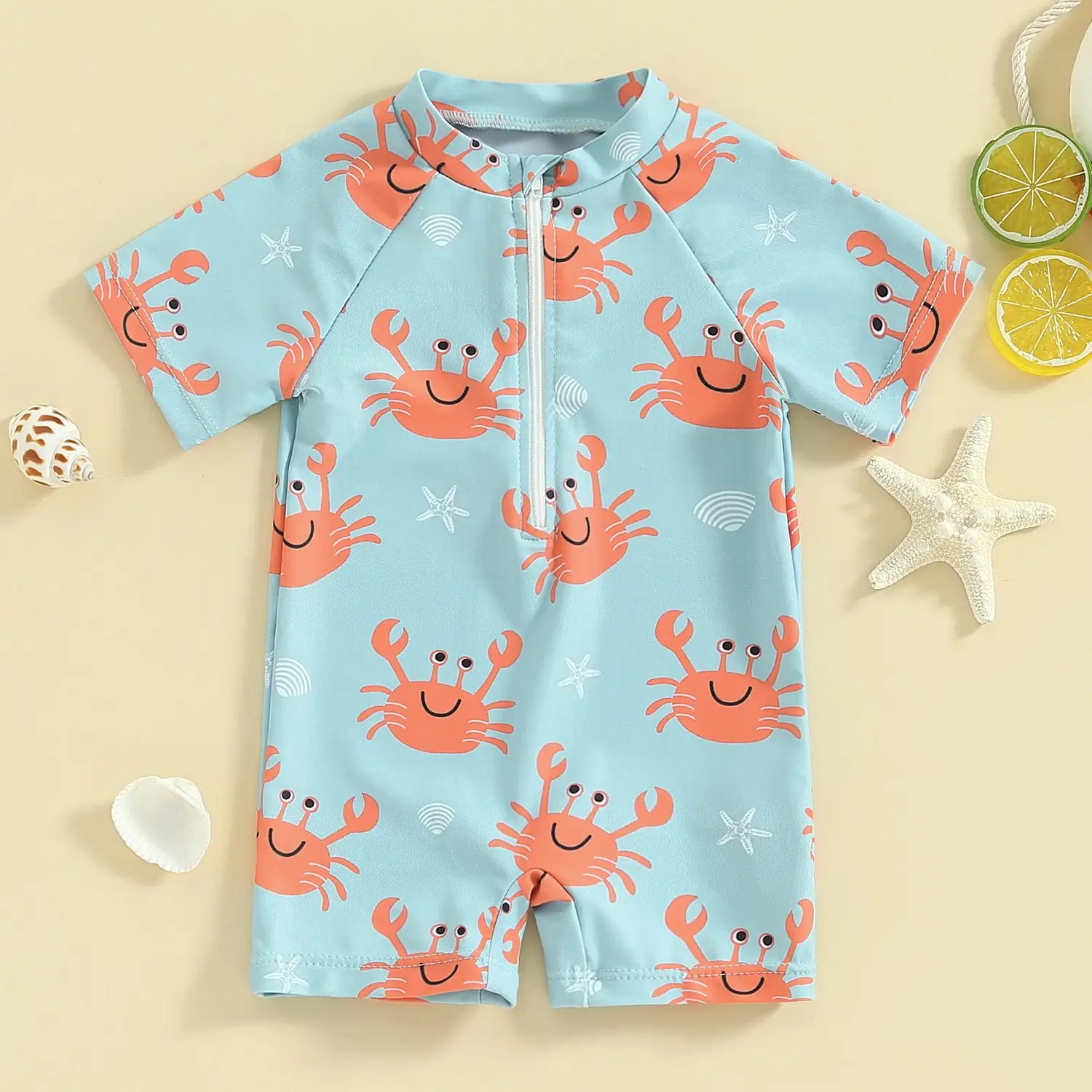 Cute Crab Printed Baby Boys' Light Blue