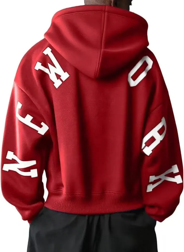 Fashion Printed Thickening All match Long Sleeve Loose Hooded Sweater For Women Red - Shop at LoveMi