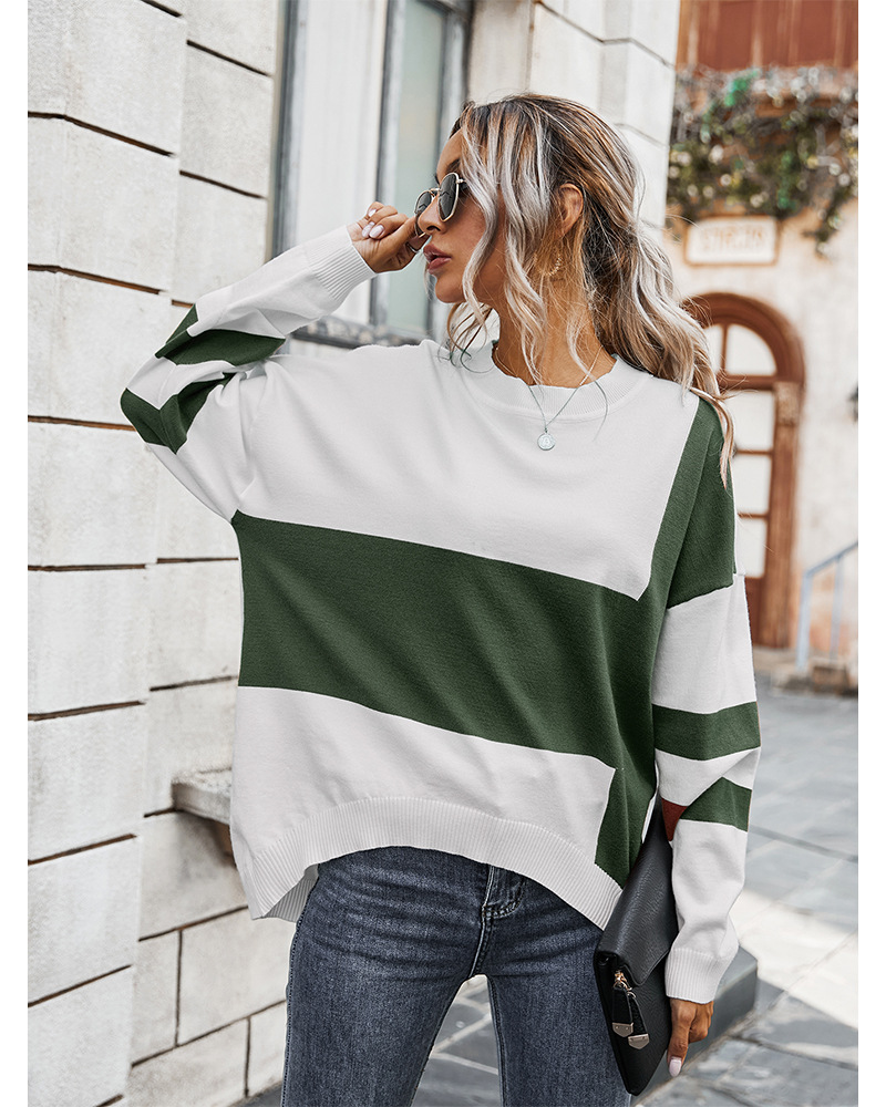 Title 10, Fashion contrast stitching sweater