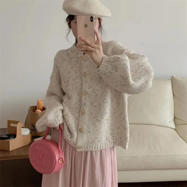 Women's Mixed Color Yarn Sweater Creamy White - Shop at LoveMi