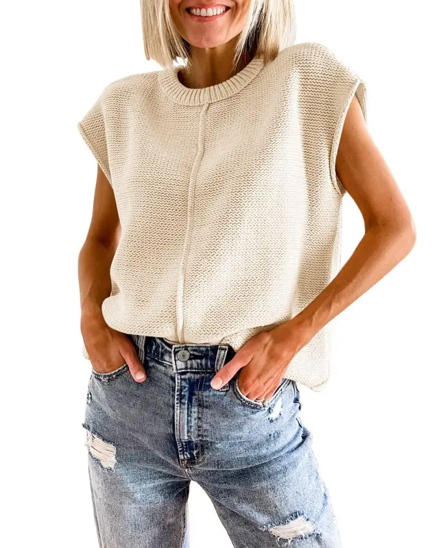 Loose Knitted Sweater Pullover For Women Apricot - Shop at LoveMi