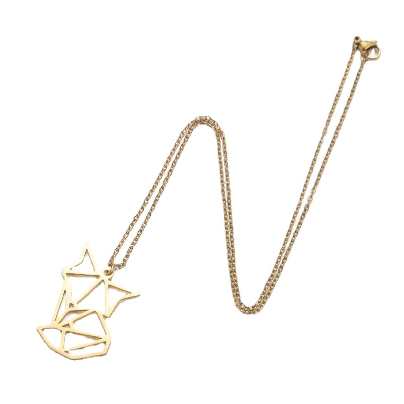Stainless Steel Fox Pendant Versatile Origami Small Animal Jewelry
