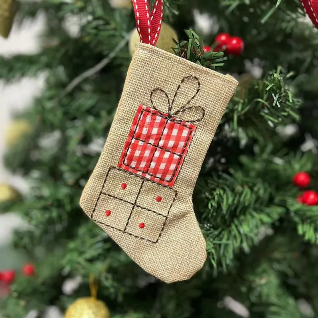 Christmas Decorative Linen Embroidered Socks Pendant Gift Box Type A - Shop at LoveMi
