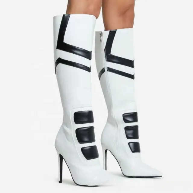 Black And White Color Simple Fashion Boots Women's Shoes Long Tube Black - Shop at LoveMi