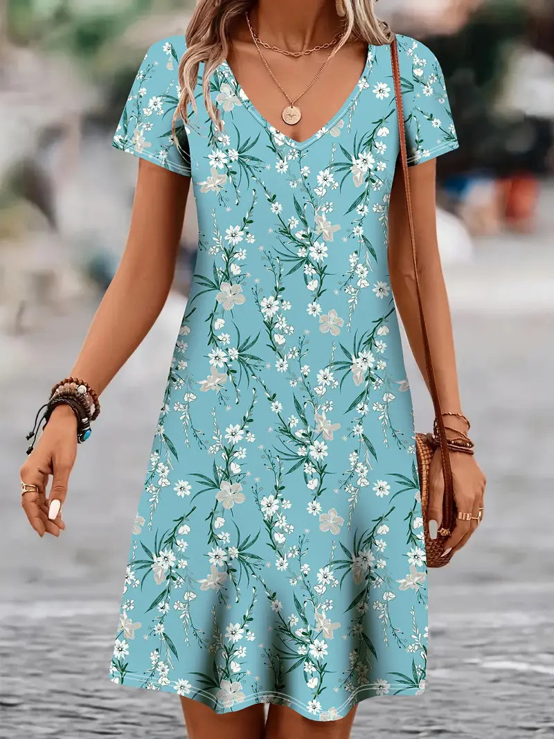 Fashion Casual Short Sleeve Dress Women