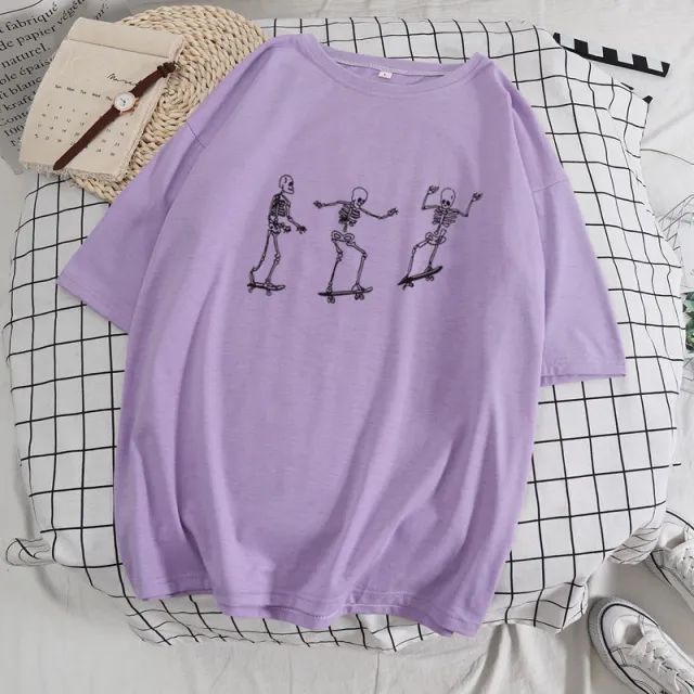 Fashion Brand Summer Short sleeved T shirt European Hip Hop Skateboard Printing Purple - Shop at LoveMi