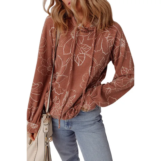 Fashionable All match Flower Printed Long sleeved Top Women Lc25132559 P1720 Style - Shop at LoveMi