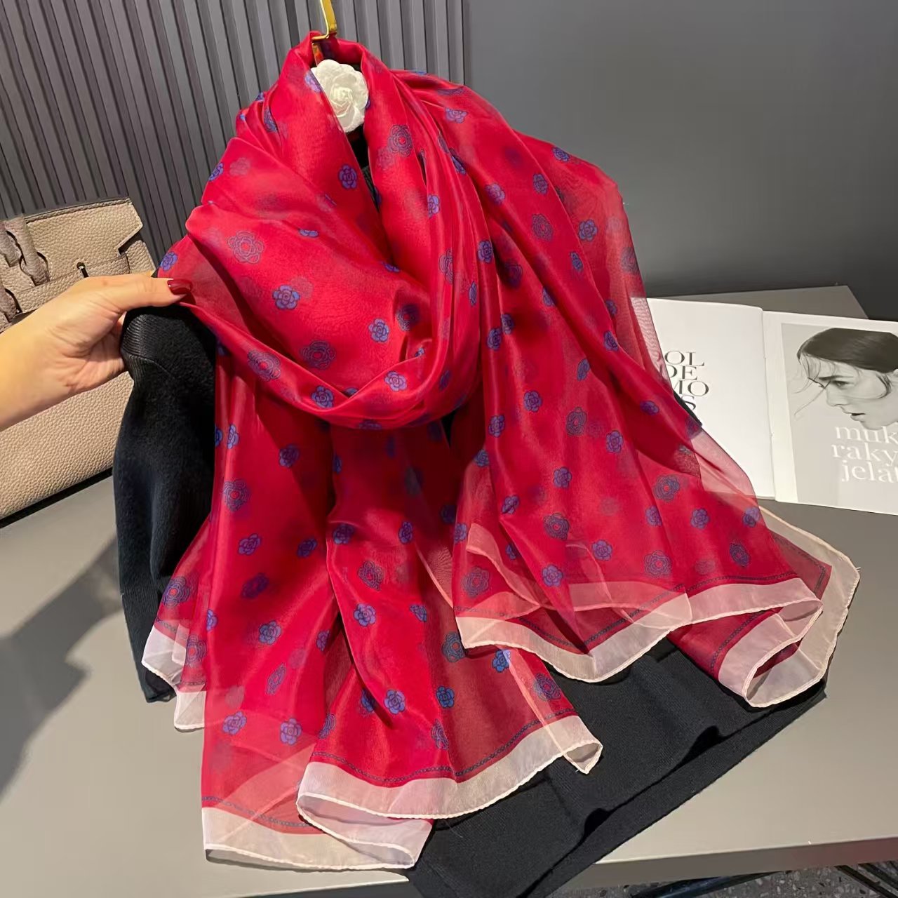 Printed Sun-protective Silk Scarf For Women