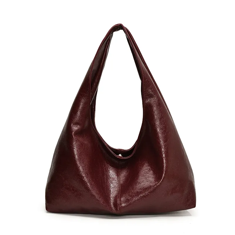 All-match Retro Tote Bag High-grade Large Capacity Underarm Women's Bag - Red