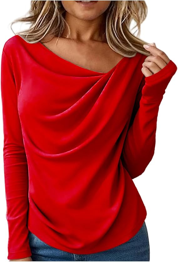 Solid-color Long-sleeve Womens Top