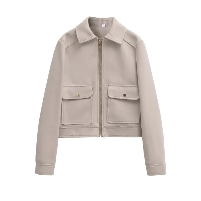 Women's Comfortable Soft Zipper Jacket Coat White - Shop at LoveMi