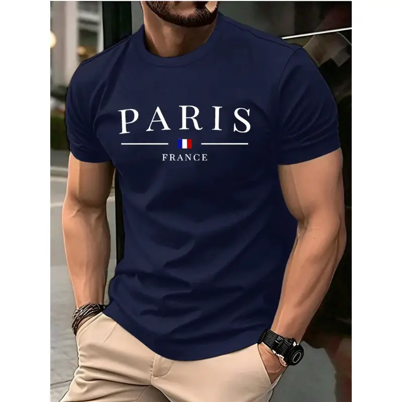 Summer Men's T-shirt 3D Letter Pattern Printing
