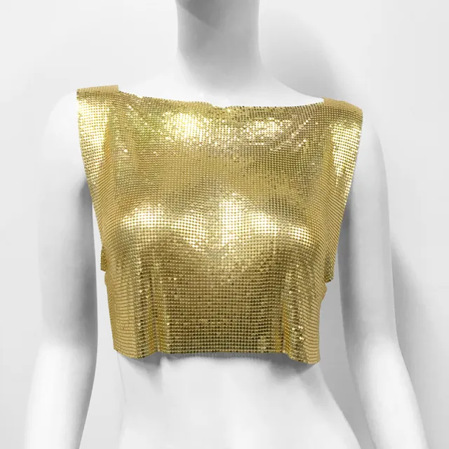 Women's Metal Sequins Top Sweet And Spicy Style Vest Gold - Shop at LoveMi