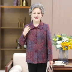 Middle-aged And Elderly Fleece-lined Padded Lapel Clothes - Red Conventional - View 1
