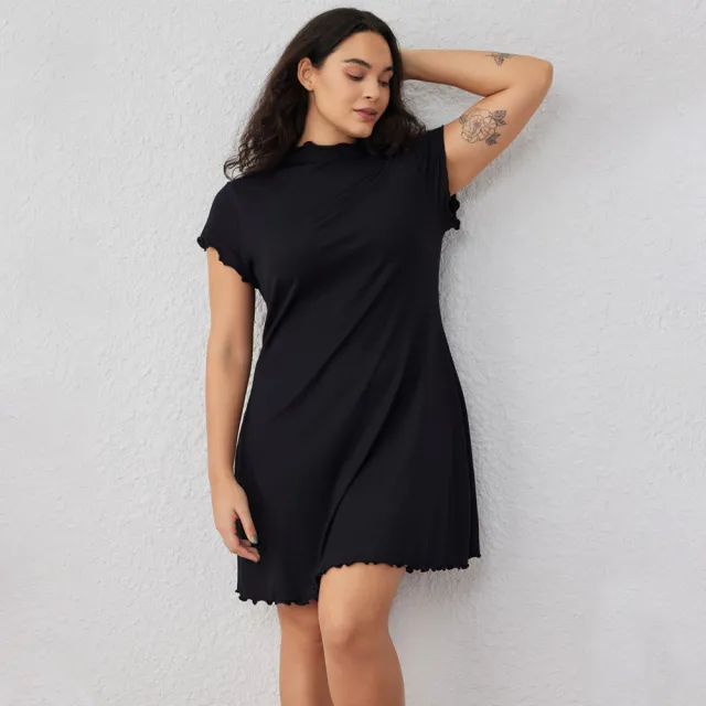 Women's Simple And Elegant Knitted Maxi Short sleeve Dress Black - Shop at LoveMi