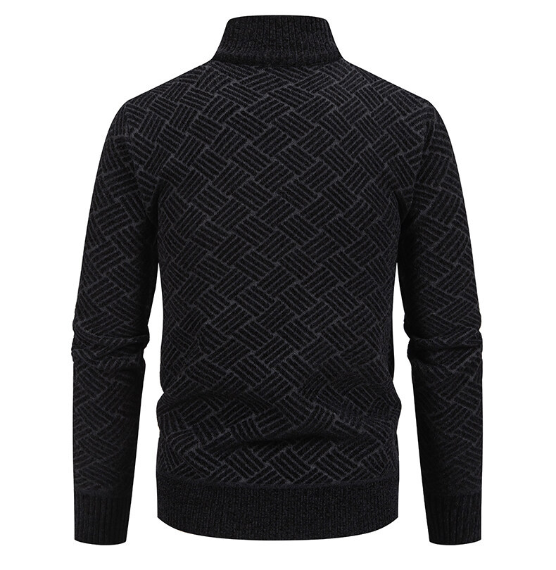 Warm Thickened Knit Zipper Stand Collar Men’s Cardigan Sweater Warm Thickened Knit Zipper Stand Collar Men’s Cardigan Sweater