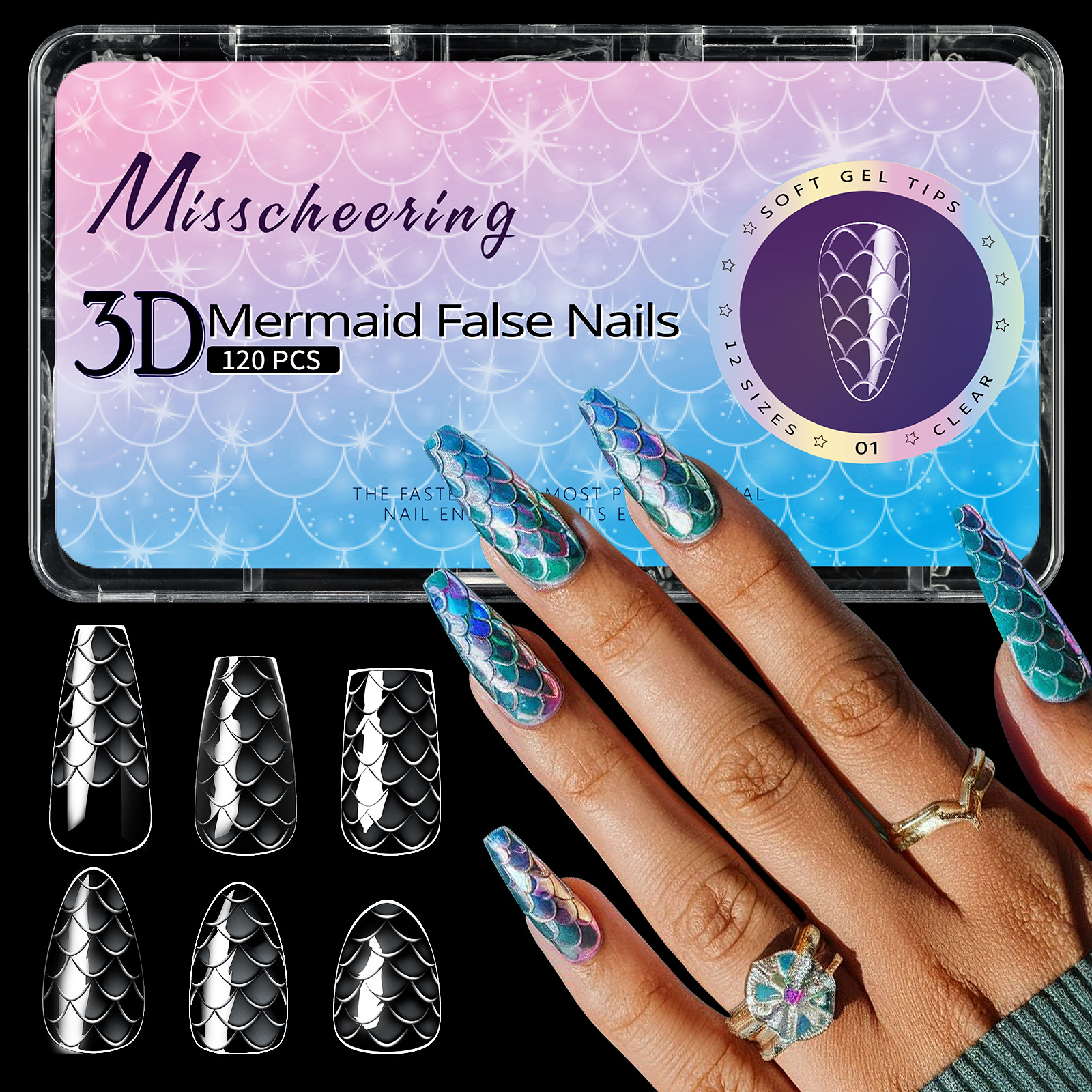 3D Scale Long Shaping Nail Tip