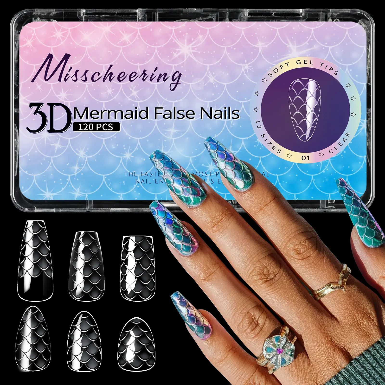 3D Scale Long Shaping Nail Tip