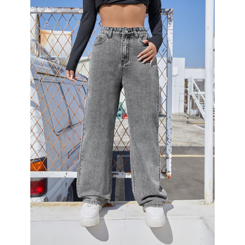 Womens Stylish Loose-fit Slimming American-style Washed Denim Jeans 15