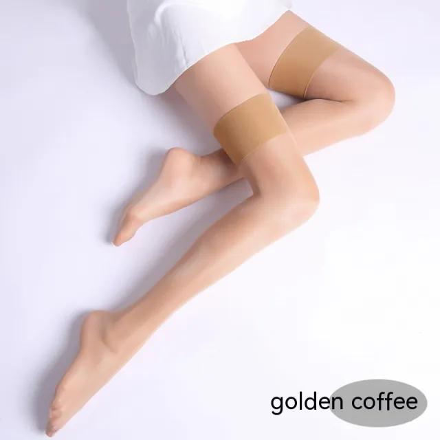 Screw Type Wide brimmed Stockings Stockings Ultra thin Thigh High Socks Gold Coffee - Shop at LoveMi