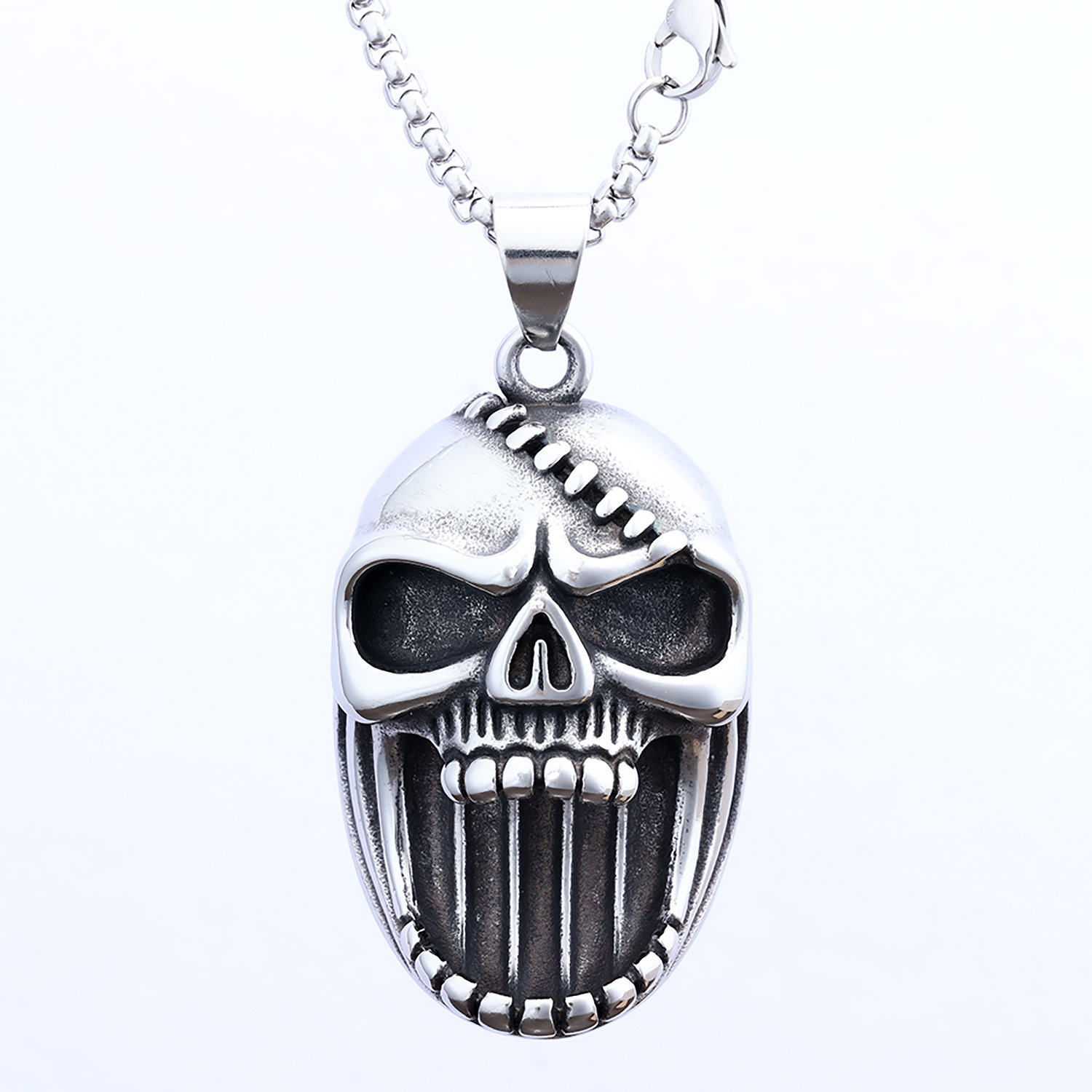 Personalized 3D Scarred Skull Titanium Steel Pendant