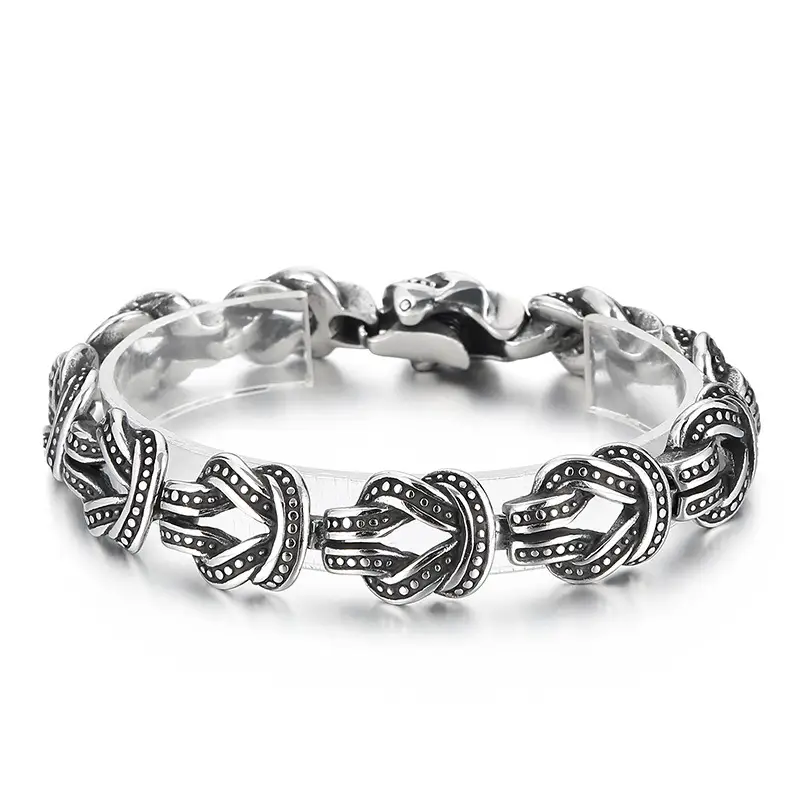 Personality Design Trendy Retro Black Titanium Steel Men's Dot Geometric Bracelet