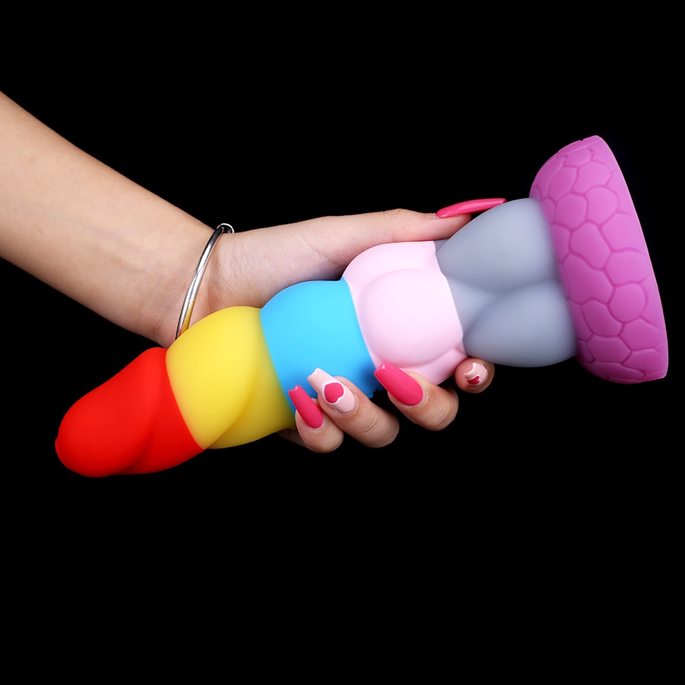 Rainbow Prisoner Dragon Liquid Silicone Eggless Penile 4