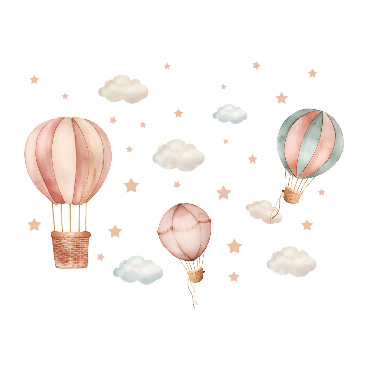 Title 8, Cloud Hot Air Balloon Self-adhesive Wall Sticke...