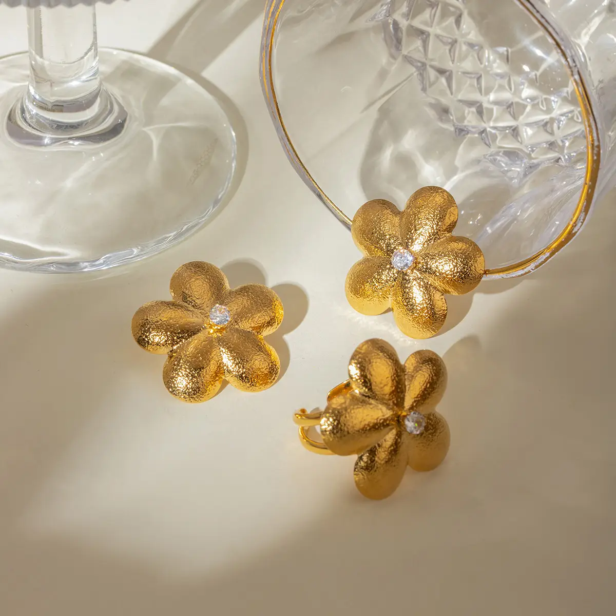 Flora Gold Petal Earrings