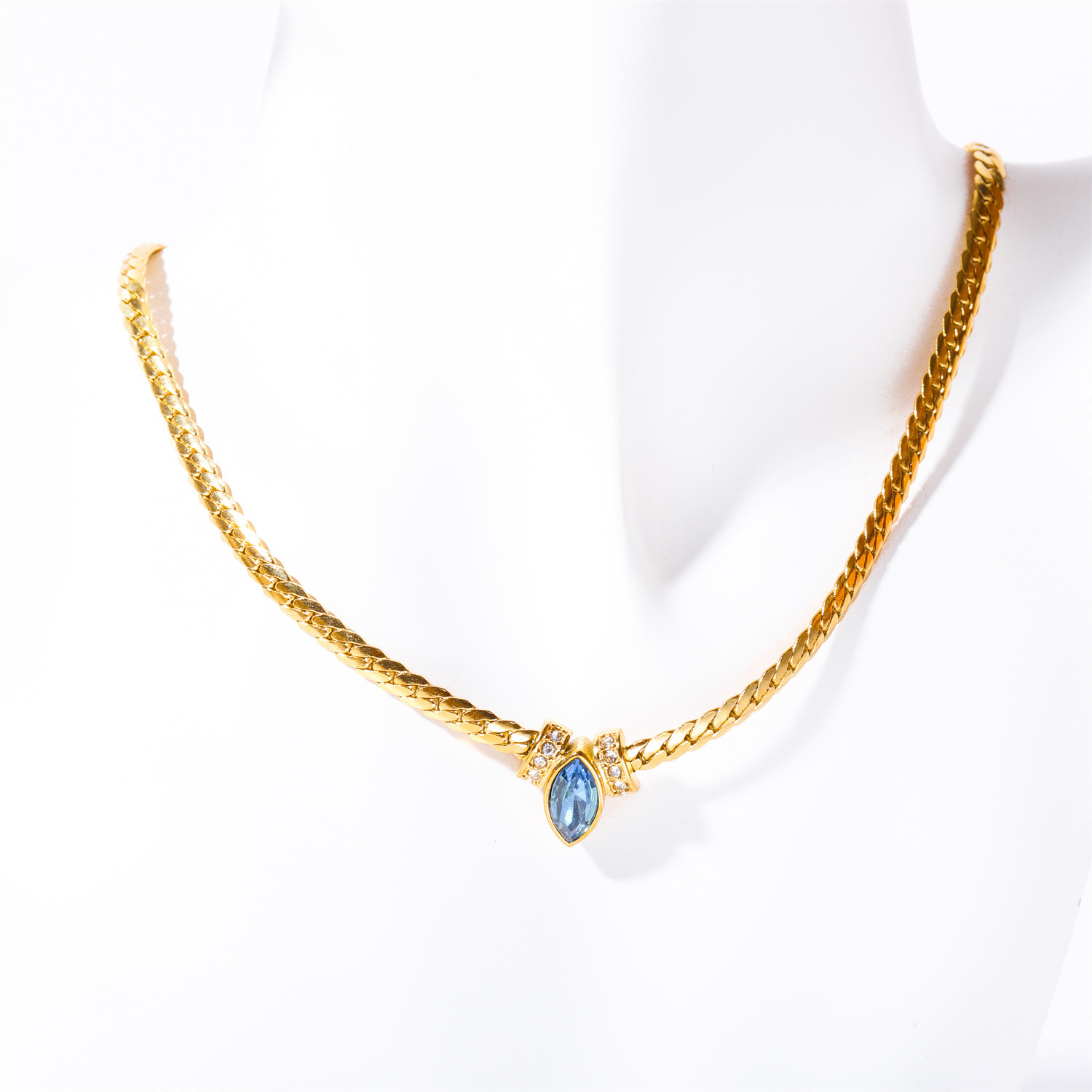 Stainless Steel Horse Eye Zircon Necklace Snake Bone Light Luxury Multi-layer