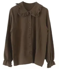 Western Style Youthful-looking Spring And Autumn Vintage Shirt - Brown Shirt Single - View 1