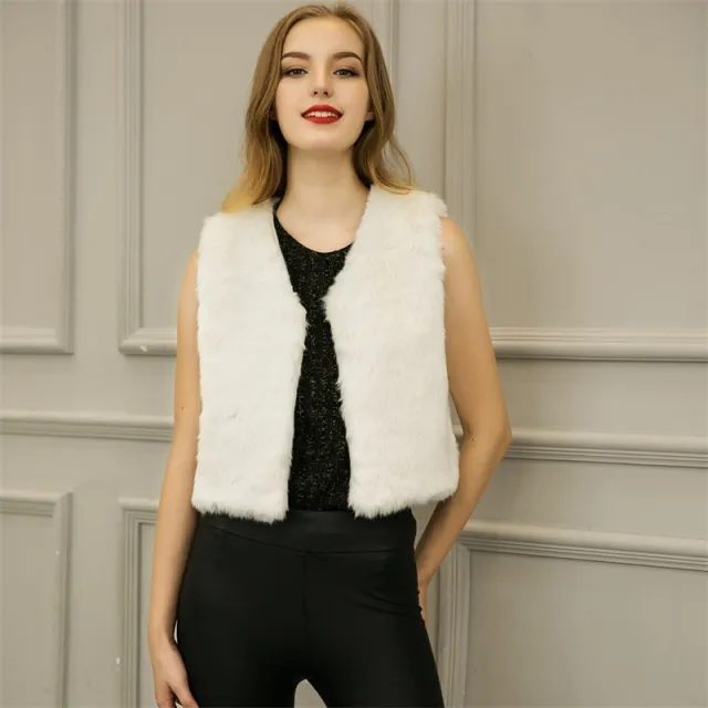 Women's Imitation Fur Fur Vest White - Shop at LoveMi