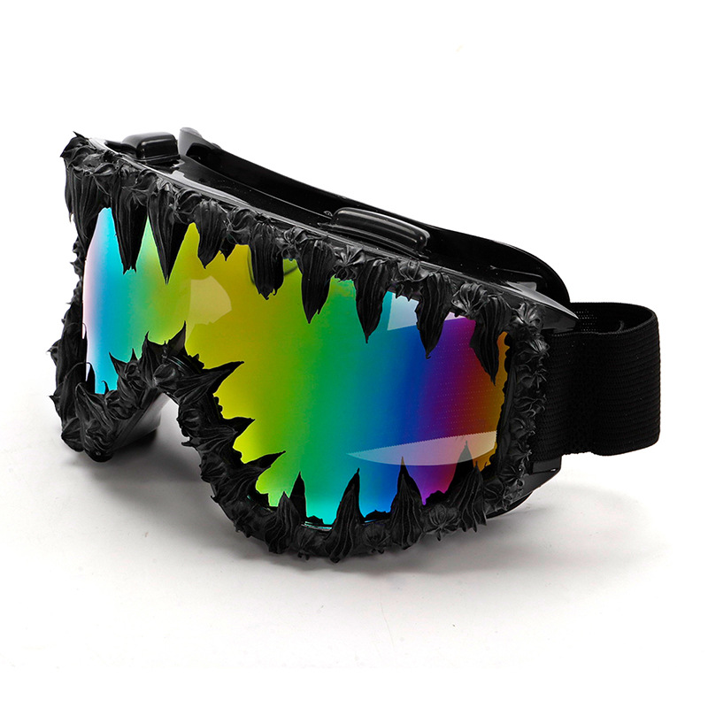 Dripping-Resin Glittery Reflective Sunglasses In Hip-HopRock Style