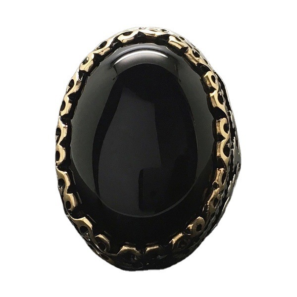 Black Zircon Exaggerated Goose Egg Color Separation Ring For Women