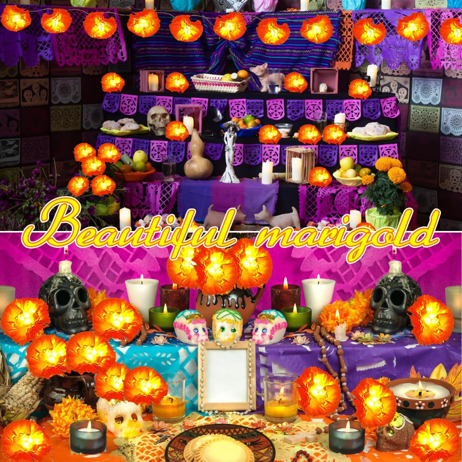 Title 13, Cadena de Luces LED Dahlia para Halloween y Fes...