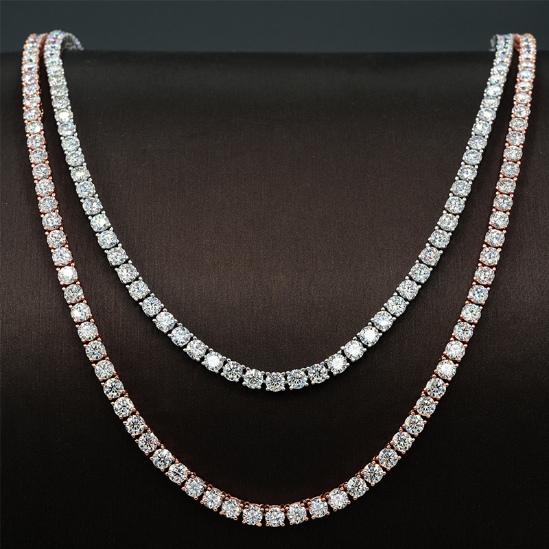 4mm 925 Silver Inlaid Moissanite Hip-Hop Single-Stone Men's Tennis Chain - Image 2