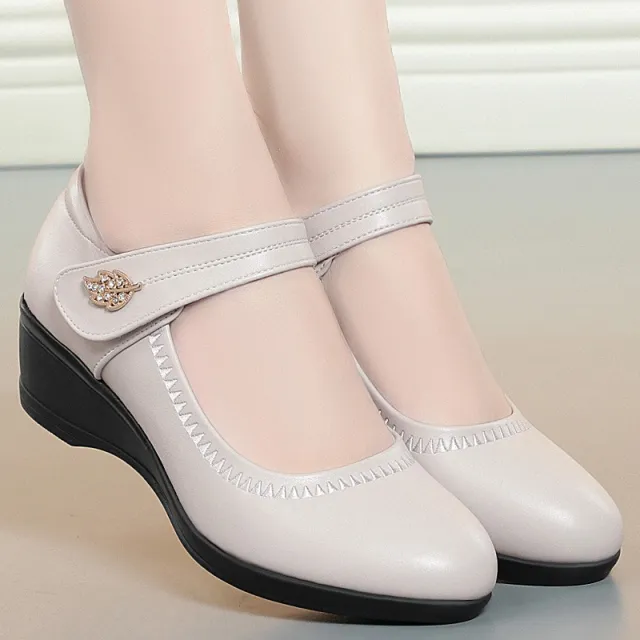 One strap Women's Magic Stick Shoes Comfortable Wedge Soft Sole Shoes Beige - Shop at LoveMi