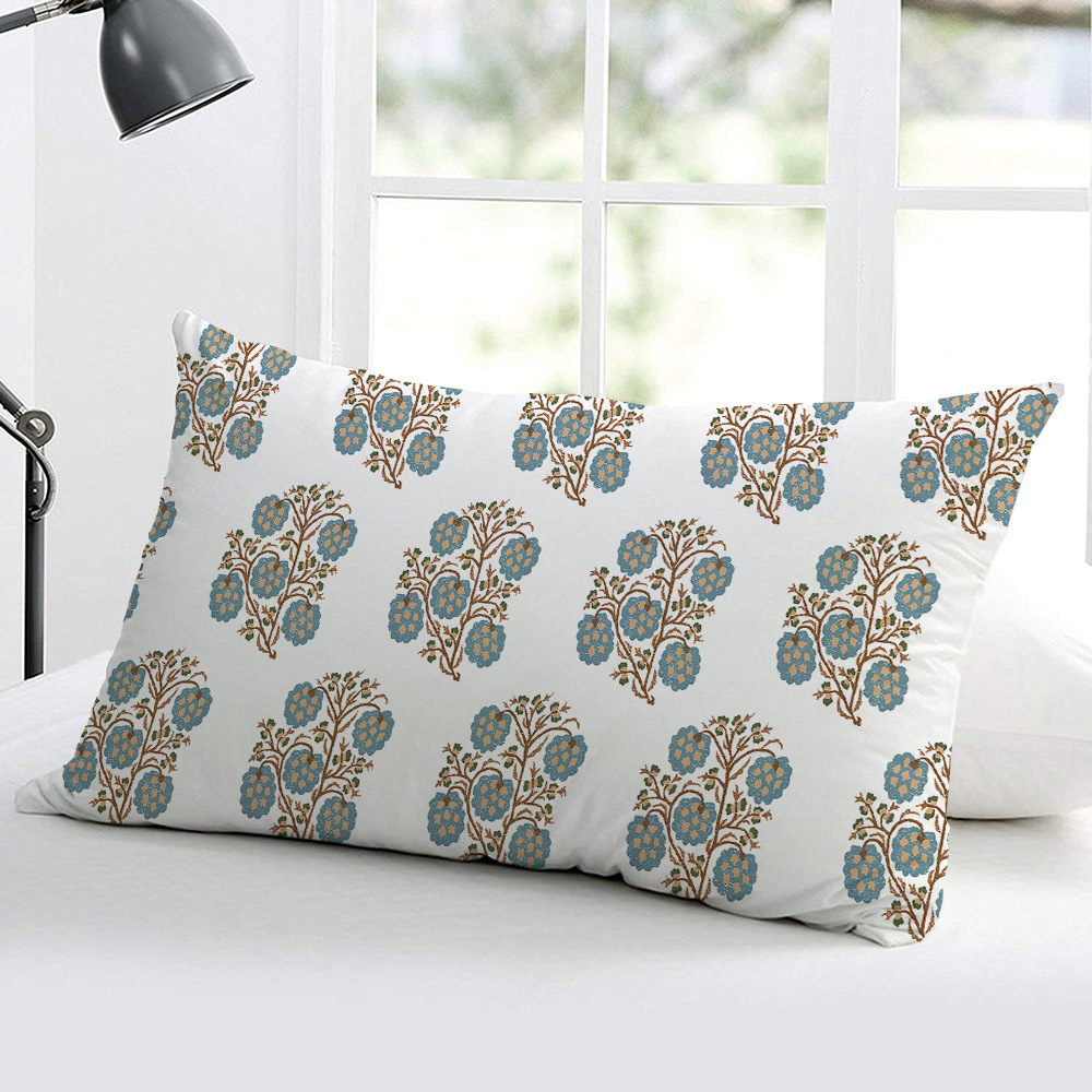 Title 4, Plant Flower White Hemp Rectangular Pillow Cover