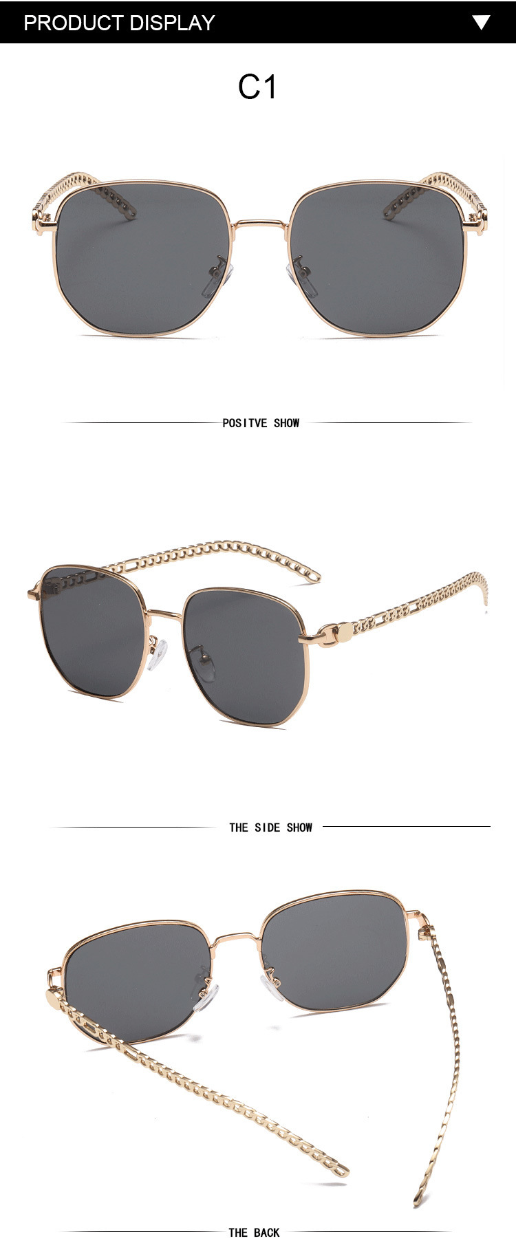 Oval Frame Metal Chain Sunglasses For Women - Image 11