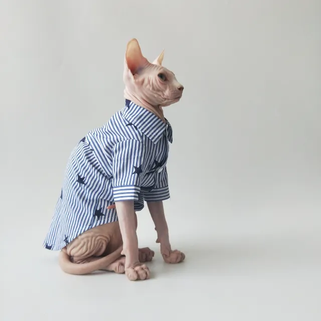 Thin Cotton Shirt Breathable Refreshing Sphinx Hairless Cat German Male - Shop at LoveMi